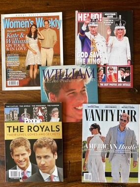 4 Royal Magazines + 1 Book Prince William Princess Catherine King Charles Harry
